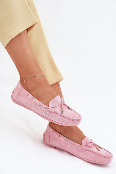 Mocassins Femme Daim Rose Clair Si Passione