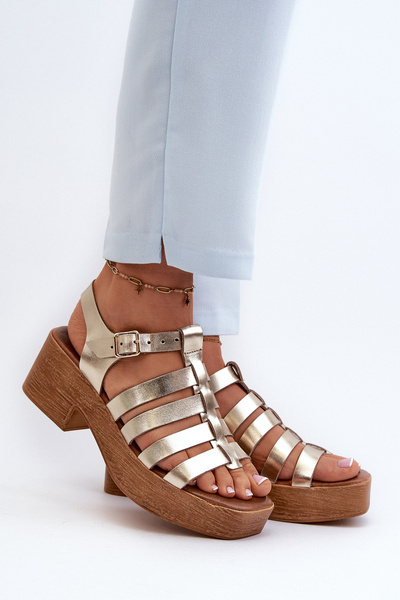 Zazoo 40410 Damen Ledersandalen Gold