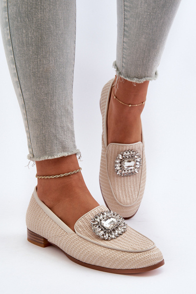 Mocassins à Talon Plat avec Boucle pour Femme Beige D&A MR38-676