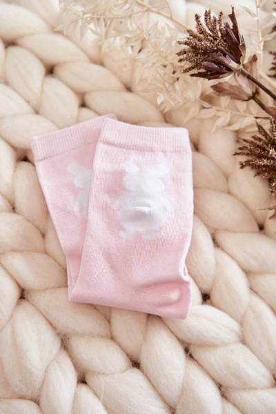 Ifjúsági pamut zokni Fehér Rabbit Pink