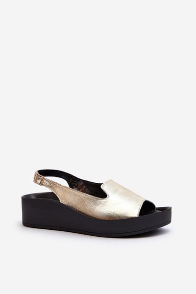Zazoo 2893 Sandales en Cuir pour Femme à Semelle Épaisse Doré