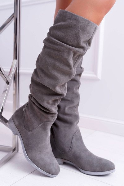 Damenstiefel Maciejka Leder Wildleder Grau Pello