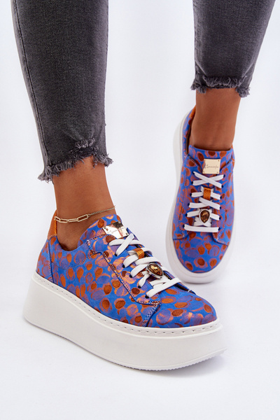 Chaussures de Sport en Cuir à Plateforme Maciejka 06191-06 Bleu