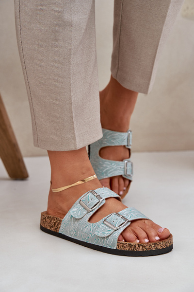 Textil papucs parafa talppal csatokkal menta Atera