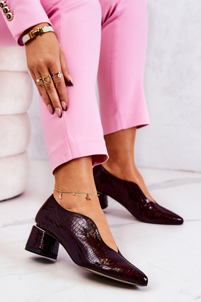 Escarpins en cuir peau de serpent en Maroon Alissa