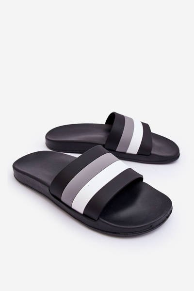 Men's Striped Slippers Black Vision