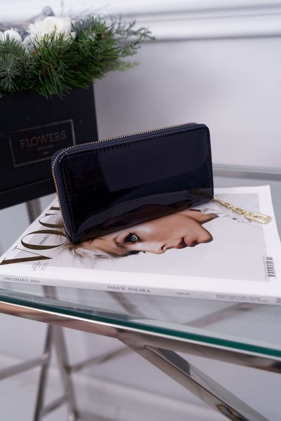 Brieftasche für Frauen Große Marineblau Gold Dekorative Zip