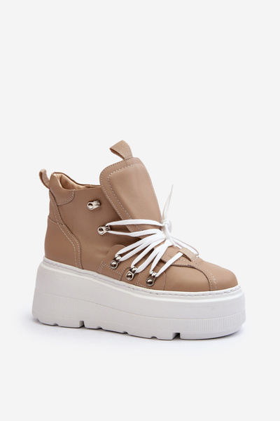 Zazoo 3416 Chaussures de sport en cuir pour femmes Beige