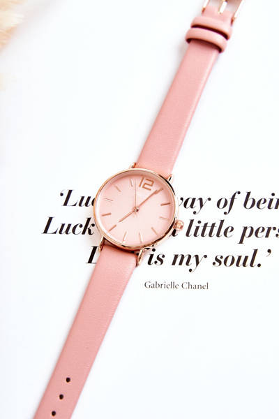 Montre Sur Bracelet Cuir Sans Nickel ERNEST Rose clair