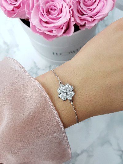 Bracelet chaîne femme trèfle argent Selene