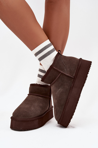 Wildleder Schneestiefel für Damen Vinceza 97962 Schokoladefarben