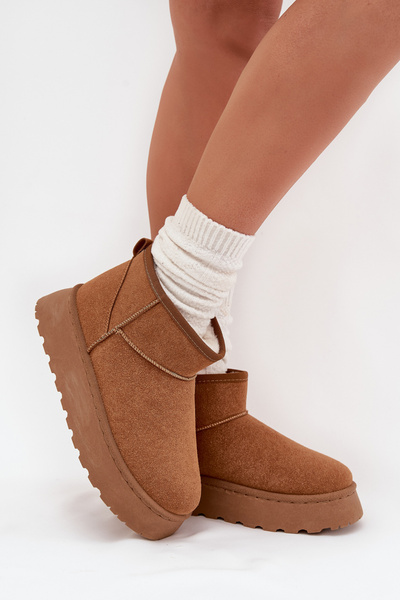 Bottines De Neige Pour Femmes Sur Plateforme Isolées Avec Fourrure Camel Vesirae