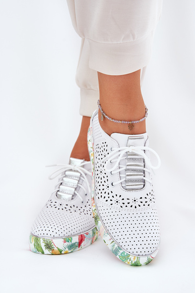 Damen Leder Wedgeschuhe Artiker 56C1799 Weiß-Silber