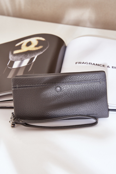 Portefeuille Femme Avec Estampage Cuir Écologique Gris Martiel