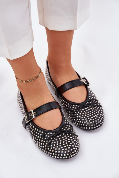 Ballerines Décorées Avec Nœud Et Sangle Noires Zdivisa