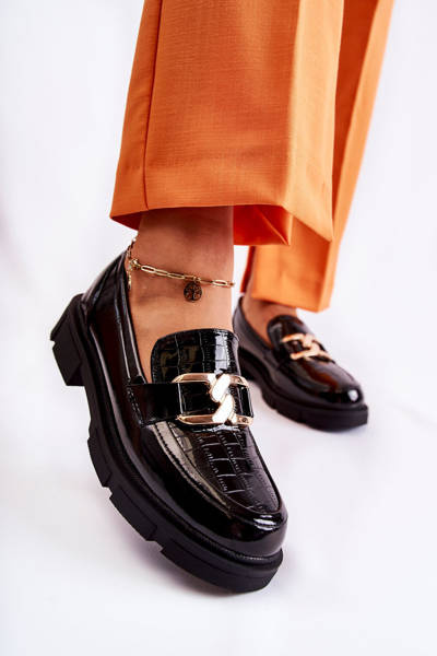 Mocassins En Cuir À La Mode Noir Loveliness