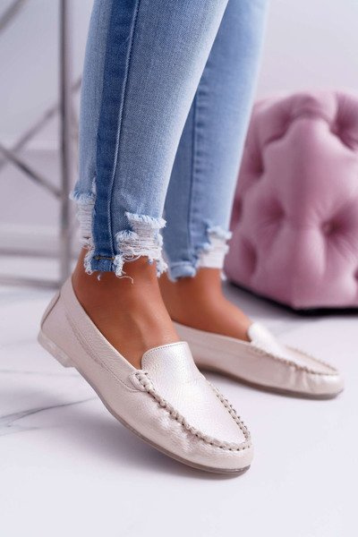 Femei Sergio Leone Gold Pearl Winted Mocasins