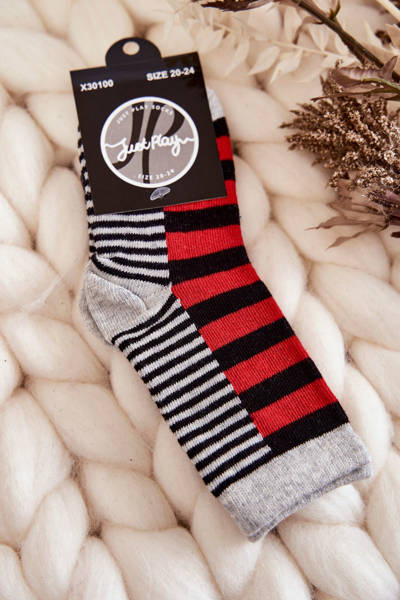 Children's classic socks with stripes and stripes Red