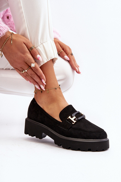 Women's Loafers with Ornament Black Omavia