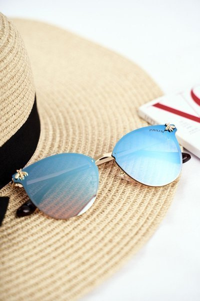 Moteriški akiniai nuo saulės Prius PRE-17 Gold Blue Mirror Insect