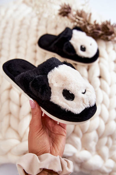Chaussons enfant à enfiler en fourrure Noir Alize