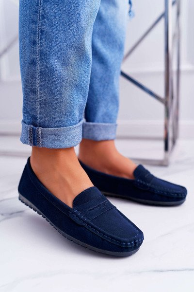 Damen Wildleder Mokassins Marineblau Tenzion