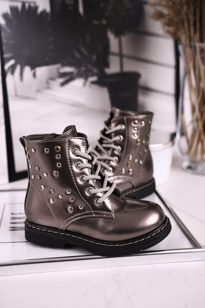 Bottes Isolées Enfant Gris Brillant Fame