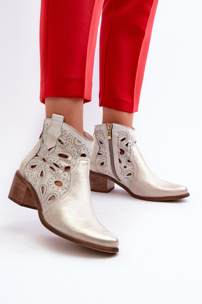 Bottes en cuir à lacets Lewski Shoes 3170/2 Golden Distressed