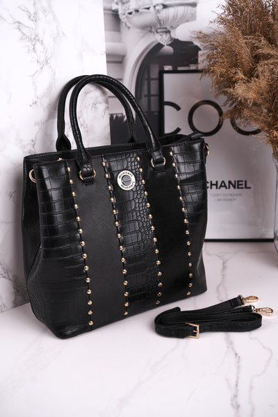 Elegante schwarze Handtasche MONNARI BAG4590-020 Animal Print