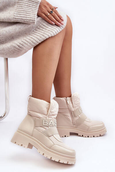 Bottes de neige zippées pour femmes rembourrées beige clair Zeva