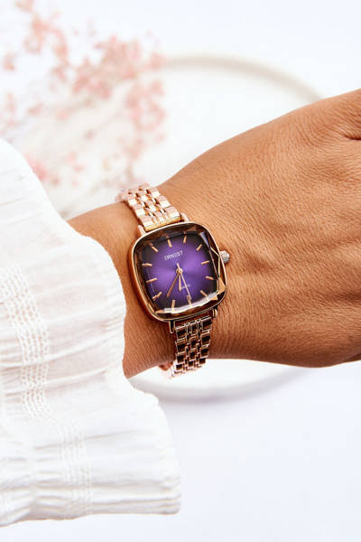 Montre Tendance Avec Cadran Rose ERNEST Or Rose
