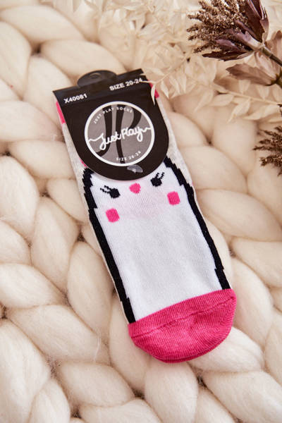 Chaussettes Classiques Enfant en Coton Gris-Rose