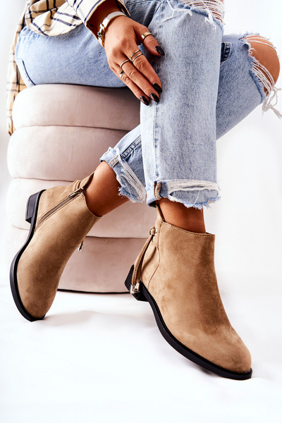 Damen Wildlederstiefel Beige Numbero