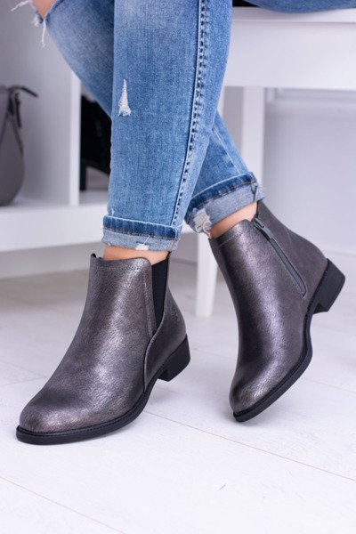 Sergio Leone Dunkelgrau Vuko Stiefel mit flachem Absatz