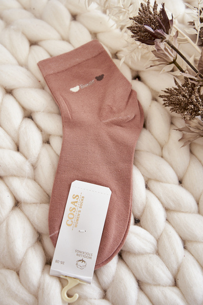 Women's Plain Cotton Cosas Socks Pink