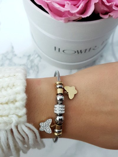 Bracelet fil femme pendentifs papillon breloques