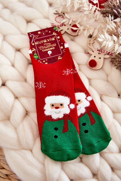 Children's Thermoactive Christmas Socks Santa Claus Red