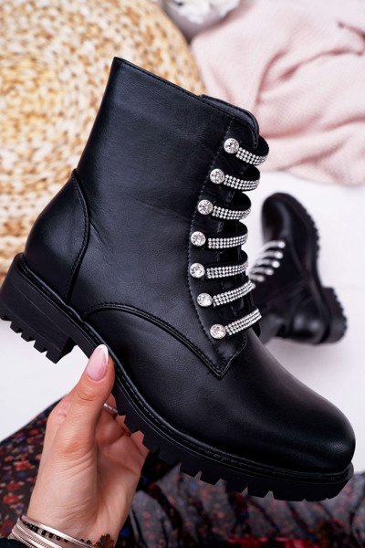 Bottines Plates À Talon Zippé Pour Femme Noir Terrem