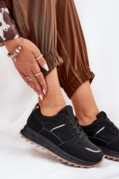 Damen Sportschuhe Auf Plattform Schwarz Yandia