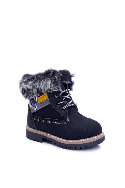 Children's Boy's Boots Fleece-lined Trappers Black Cobi