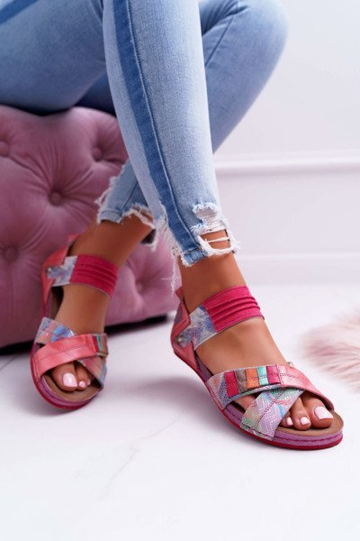Sandales passepoilées en cuir Maciejka 03375 Rose
