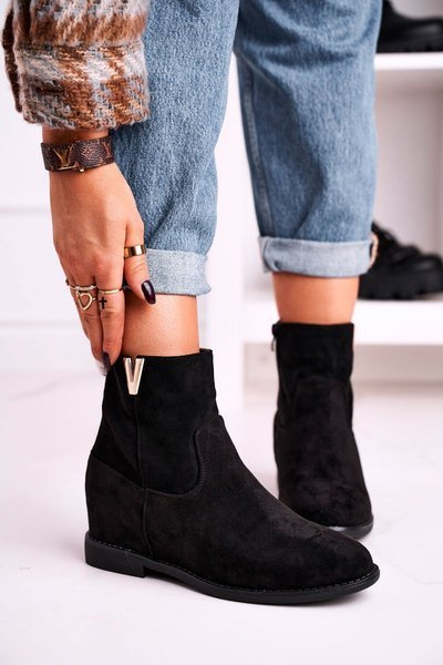 Női bokacsizma Hidden Wedge Suede Black Vanya