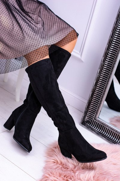 Bottes en daim noires pour femmes Sergio Leone KZ271
