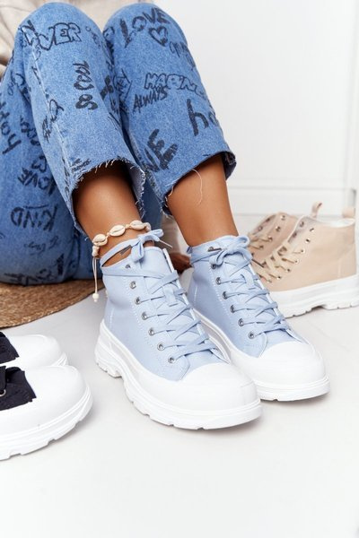 Baskets Hautes Pour Femmes Sur Semelle Grosse Bleu Trissy