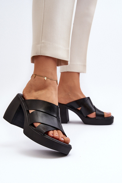 Zazoo 40373 Leder Sandalen mit Absatz Schwarz