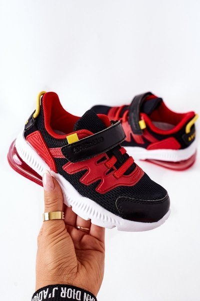 Chaussures de Sport Enfant Avec Velcro ABCKIDS Noir-Rouge