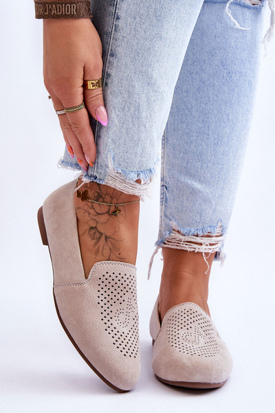 Bequeme Loafer aus Wildleder Beige Giovana