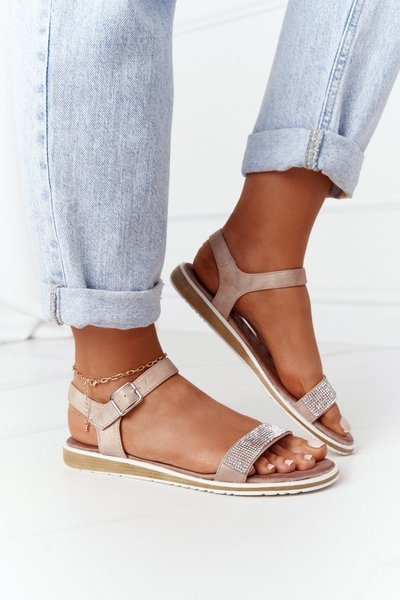 Sandals With Cubic Zirconia S.Barski 701-18 Beige