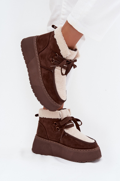 Bottes de neige pour femmes à plateforme avec fourrure marron Florivelle