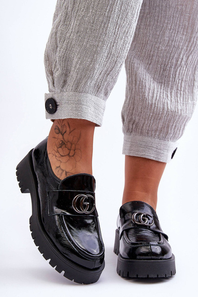 Demi-chaussures en cuir pour femmes avec ornement noir Rosefalls
